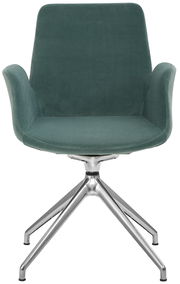 Grüner Besucher-Drehsessel mit Metallfuß, Frontalansicht