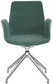 Grüner Besucher-Drehsessel mit Metallfuß, Frontalansicht
