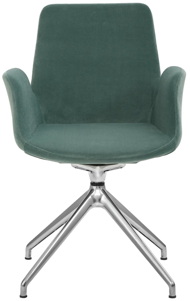 Grüner Besucher-Drehsessel mit Metallfuß, Frontalansicht