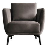 Grauer Sessel mit schwarzen Beinen, Frontalansicht