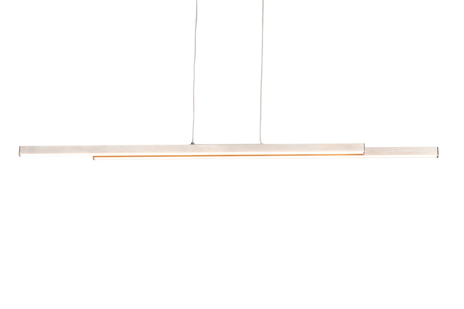 Moderne LED-Hängeleuchte in minimalistischer Ausführung, seitliche Perspektive