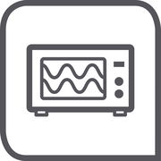 Symbol eines Mikrowellenofens mit Wellenlinien, Vorderansicht