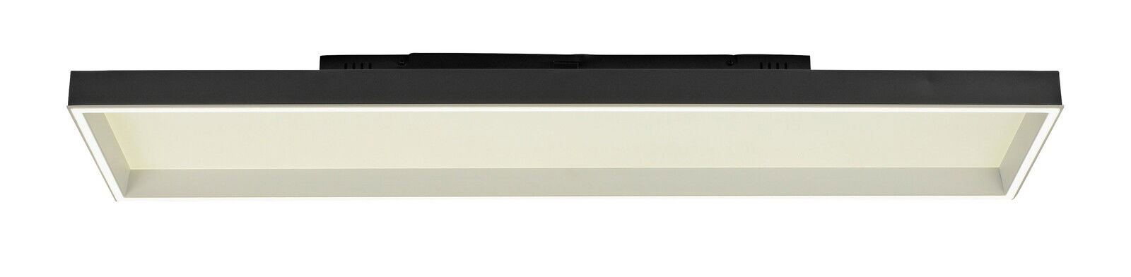 Rechteckige Deckenleuchte Q-MAGONG von Paul Neuhaus in schwarzem Gehäuse, seitliche Perspektive