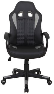 Schwarzer Gaming-Stuhl mit ergonomischem Design, Frontansicht