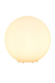 Ronde tafellamp met warm, diffuus licht, zijaanzicht