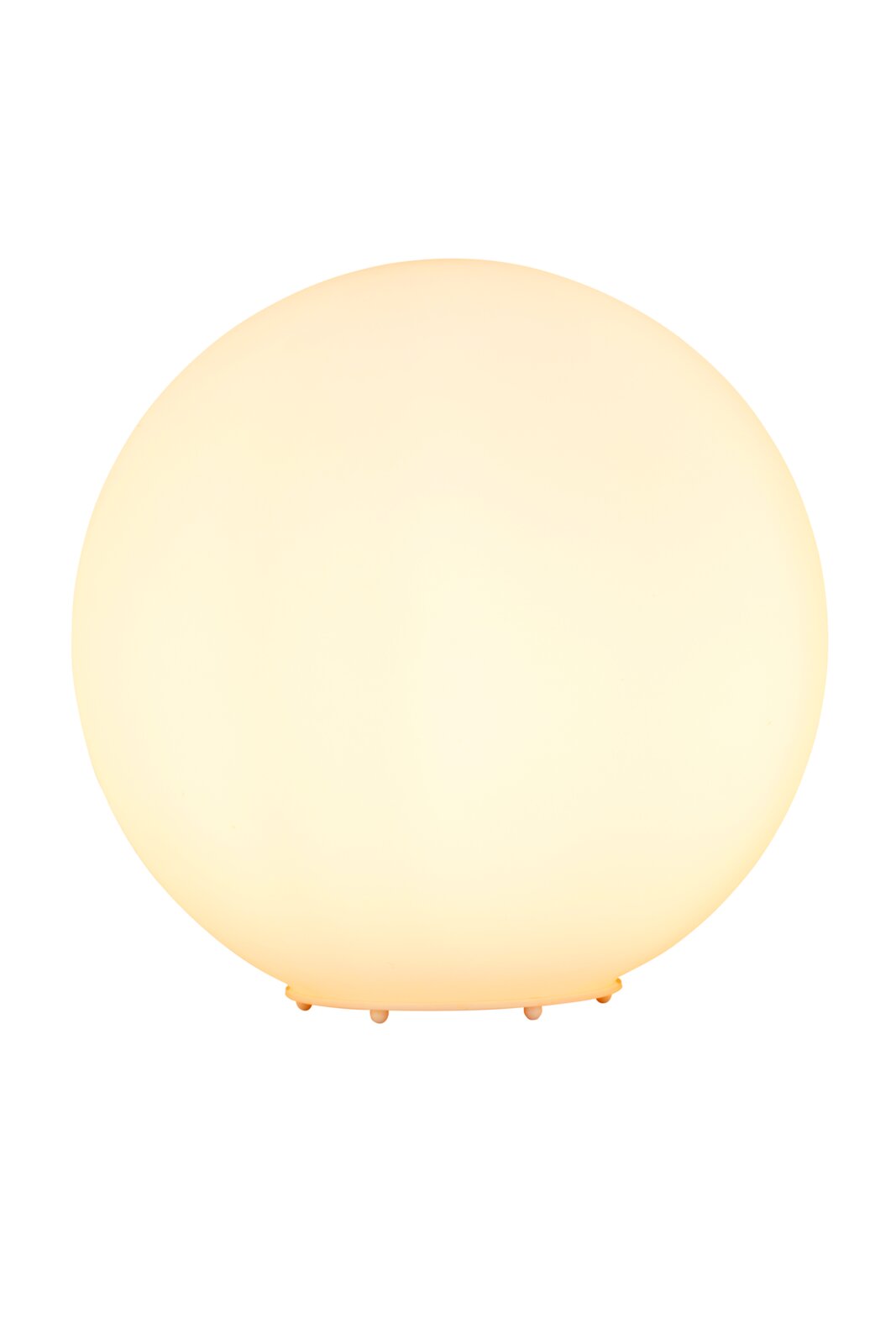 Ronde tafellamp met warm, diffuus licht, zijaanzicht