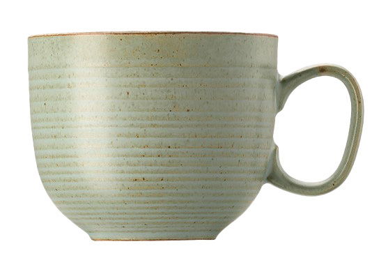 Thomas Cappuccino-Tasse Nature Grüne Cappuccino-Obertasse Leaf mit feiner Rillenstruktur, seitliche Perspektive
