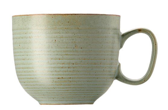 Thomas Cappuccino-Tasse Nature Grüne Cappuccino-Obertasse Leaf mit feiner Rillenstruktur, seitliche Perspektive