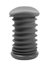 Grauer Schwinghocker mit wellenförmigem Design, seitliche Perspektive