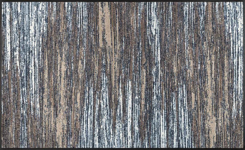 Fußmatte Scratchy beige mit vertikalen Streifen in Beige, Blau und Weiß, Draufsicht