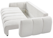 Weißes Funktionssofa in L-Form mit Stauraum, seitliche Perspektive
