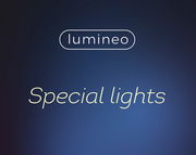 LED Party-Beleuchtung von Lumineo, Vorderansicht mit Schriftzug 'Special lights' auf blauem Hintergrund.
