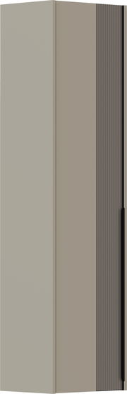 Hängegarderobenschrank in seitlicher Perspektive mit glatter Front und geriffelter Seitenfläche