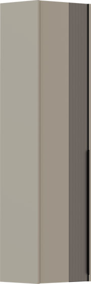 Hängegarderobenschrank in seitlicher Perspektive mit glatter Front und geriffelter Seitenfläche