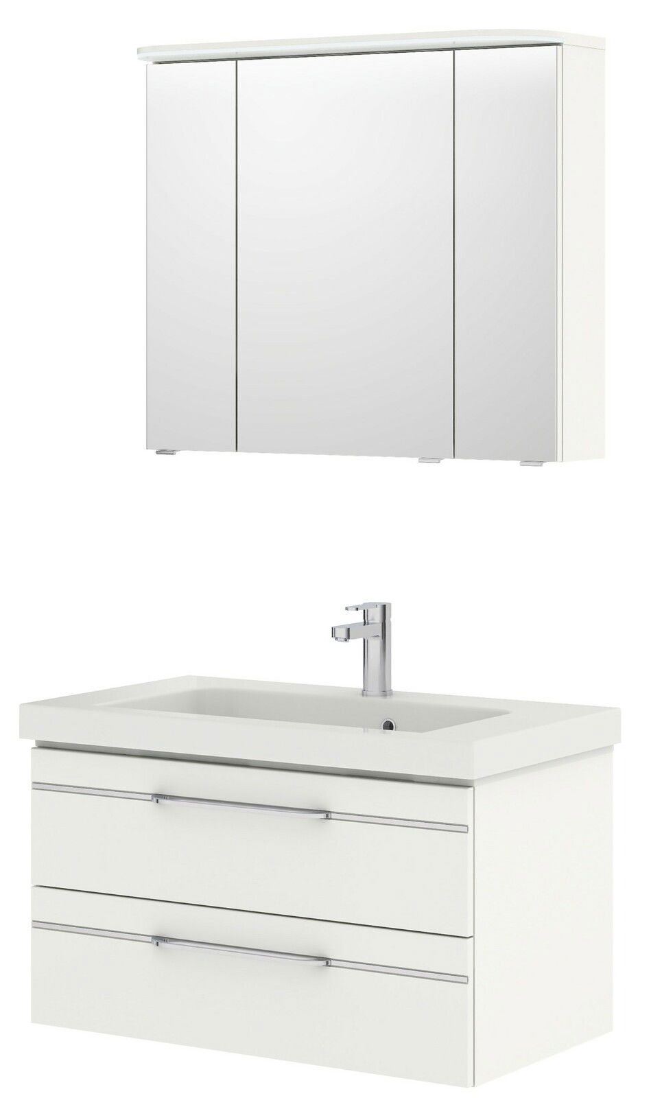 Pelipal Badblok BALTO SPRINT Moderner Badblock mit Spiegelschrank und Waschbeckenunterschrank, Frontalansicht