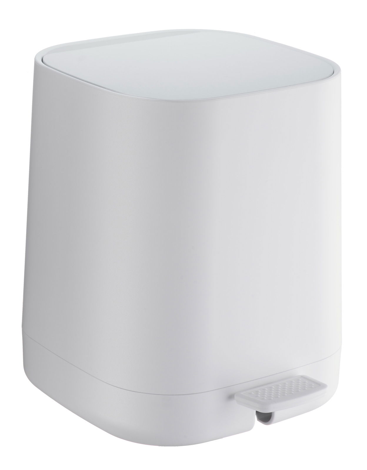 Weißer Kosmetikeimer mit 4 Litern Fassungsvermögen und Soft-Close-Funktion, seitliche Perspektive