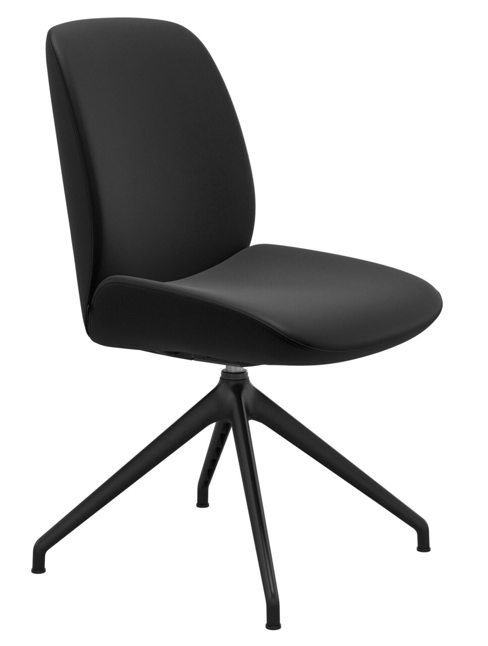 Stressless Stuhl DINING BAY Moderner schwarzer Stuhl mit vierbeinigem Metallgestell, seitliche Perspektive