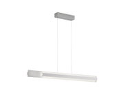 Moderne hanglamp Musterring RIVERA in zijaanzicht, met een slank, rechthoekig ontwerp en een zilveren afwerking.