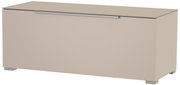 Beige tv-lowboard met een modern, minimalistisch ontwerp, vooraanzicht