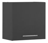 Schwarzer Hängeschrank XORA PRIMUS mit silbernem Griff, Frontalansicht