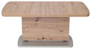 Moderner Couchtisch aus Holz in Frontansicht mit rechteckiger Tischplatte und stabiler Basis.