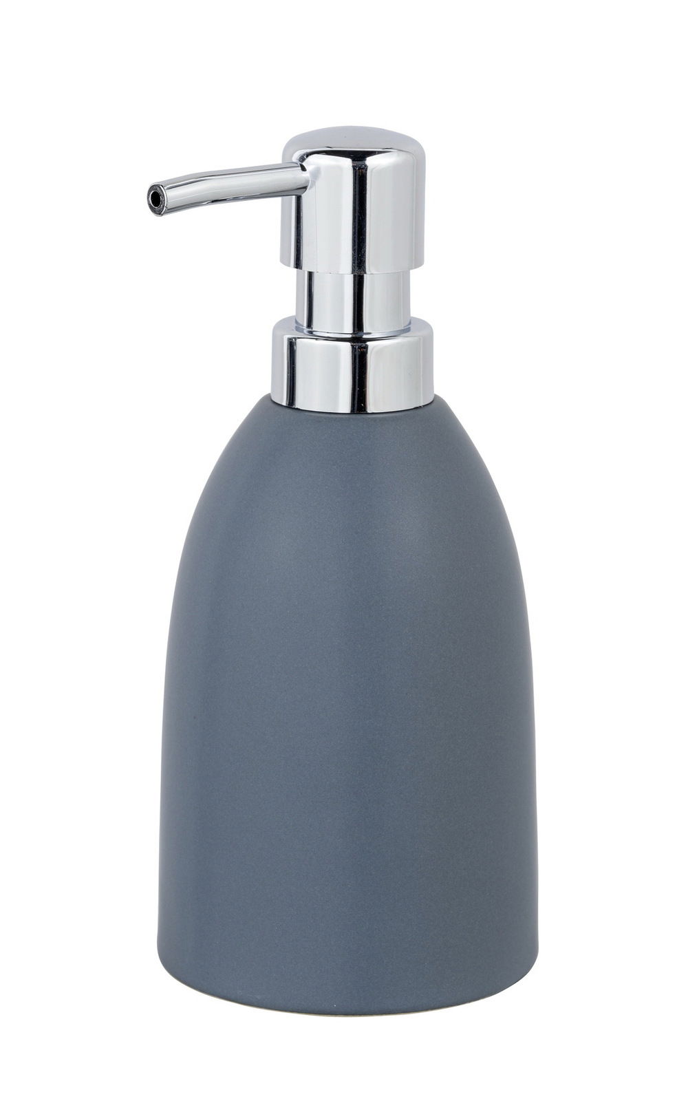Schöner Wohnen Seifenspender FUNO Keramik Seifenspender Funo in Blau mit silbernem Pumpkopf, seitliche Perspektive