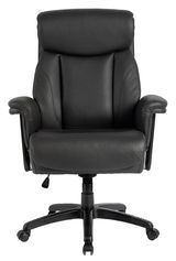 Schwarzer Chefsessel aus Leder, Frontalansicht