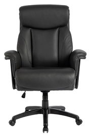 Schwarzer Chefsessel aus Leder, Frontalansicht