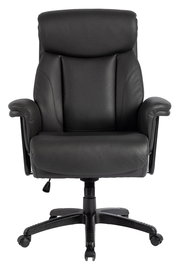 Schwarzer Chefsessel aus Leder, Frontalansicht