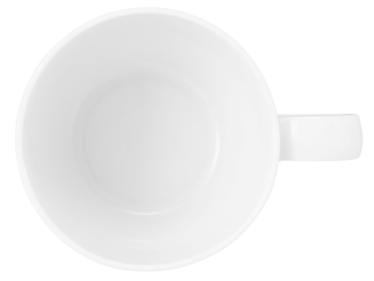 Weiße Espressotasse von oben mit Henkel rechts, Seltmann Weiden, Modell Beat, 0,11l