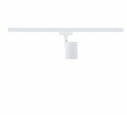 Weißer Schienenspot Limba von PAULMANN, seitliche Ansicht, montiert an einer Schiene.