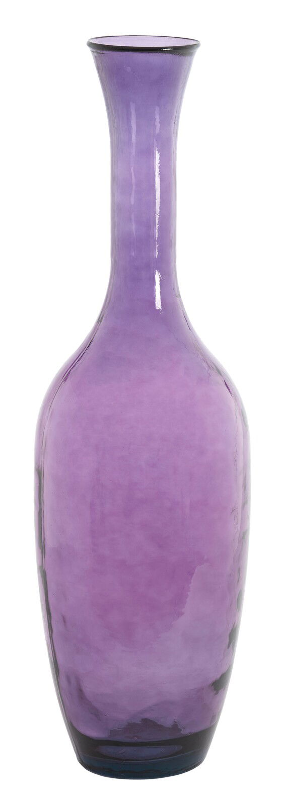 Light&Living Vase IMANO Lila Glasvase in voller Höhe, leicht bauchige Form mit schmalem Hals, aus der Frontalperspektive fotografiert.