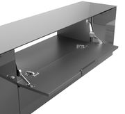 TV-Lowboard mit geöffneter Klappe, seitliche Perspektive
