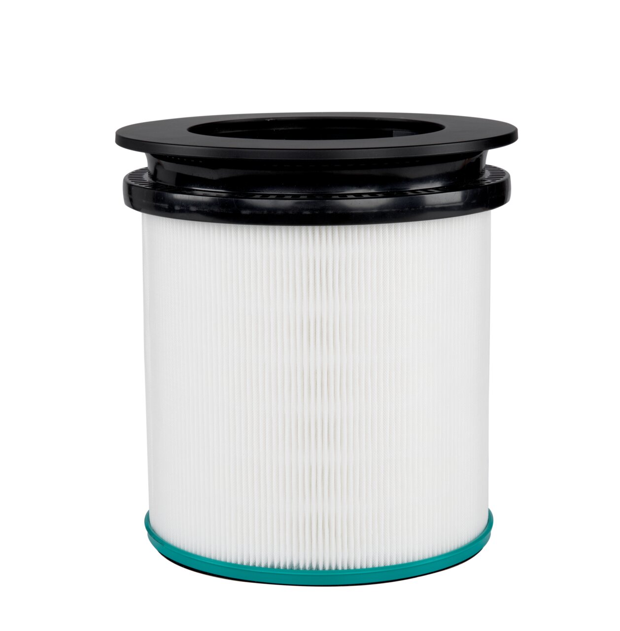 Zylindrischer Filtereinsatz mit schwarzem Rand, frontal abgebildet.