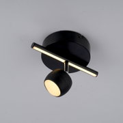 Moderne zwarte plafondlamp met cilindrische lampkop, zijaanzicht