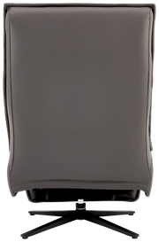 Rückansicht einer grauen Relaxliege mit schwarzem Drehfuß.