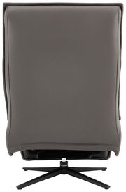 Rückansicht einer grauen Relaxliege mit schwarzem Drehfuß.