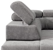Graues Ecksofa TAIFUN mit verstellbarer Kopfstütze, Perspektive von der Seite