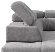 Graues Ecksofa TAIFUN mit verstellbarer Kopfstütze, Perspektive von der Seite