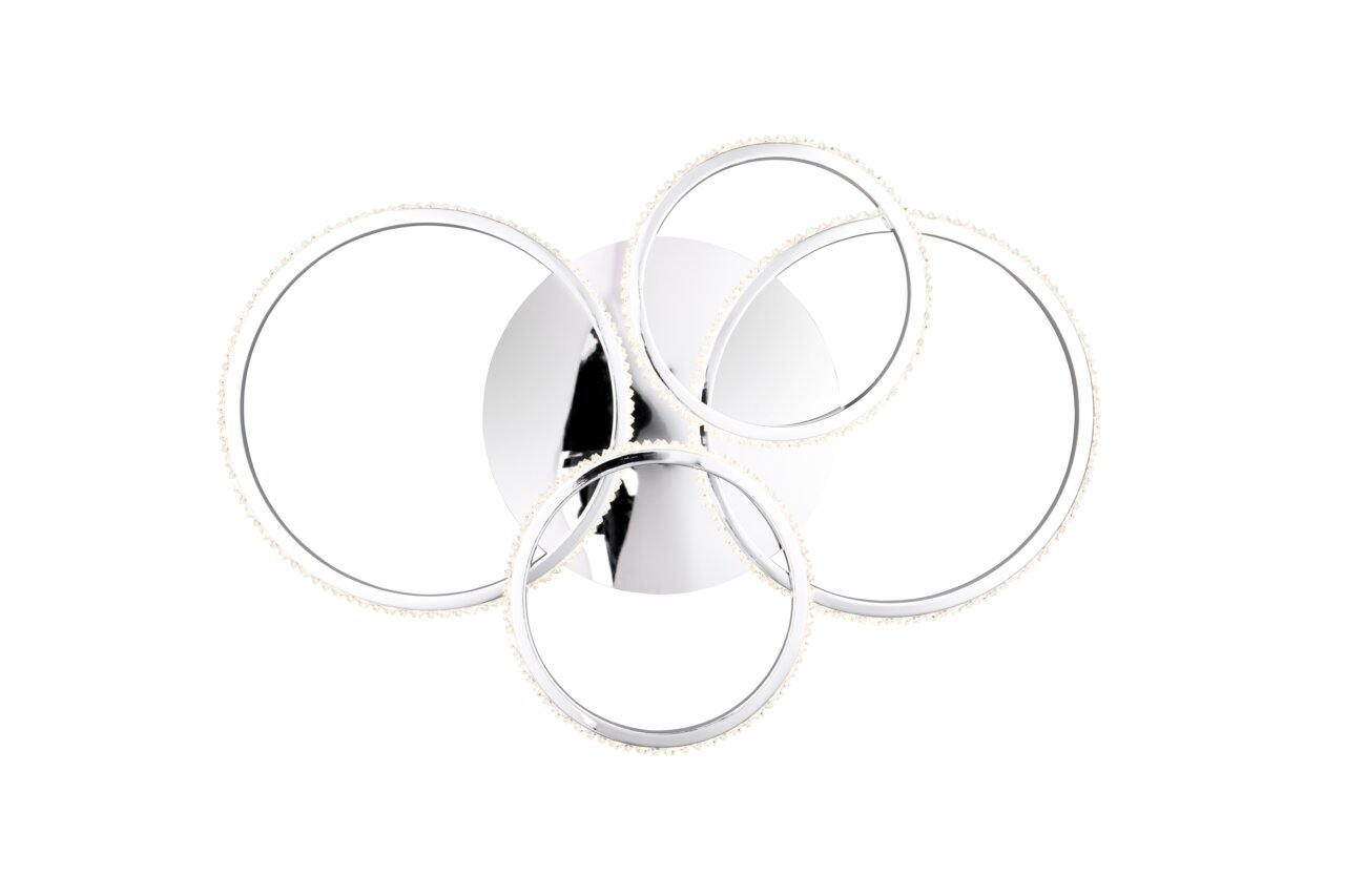 Moderne Deckenleuchte CIRES mit vier ineinander verschlungenen Ringen, Ansicht von unten.