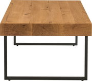 Moderner Couchtisch aus Holz mit Metallgestell, Frontalansicht