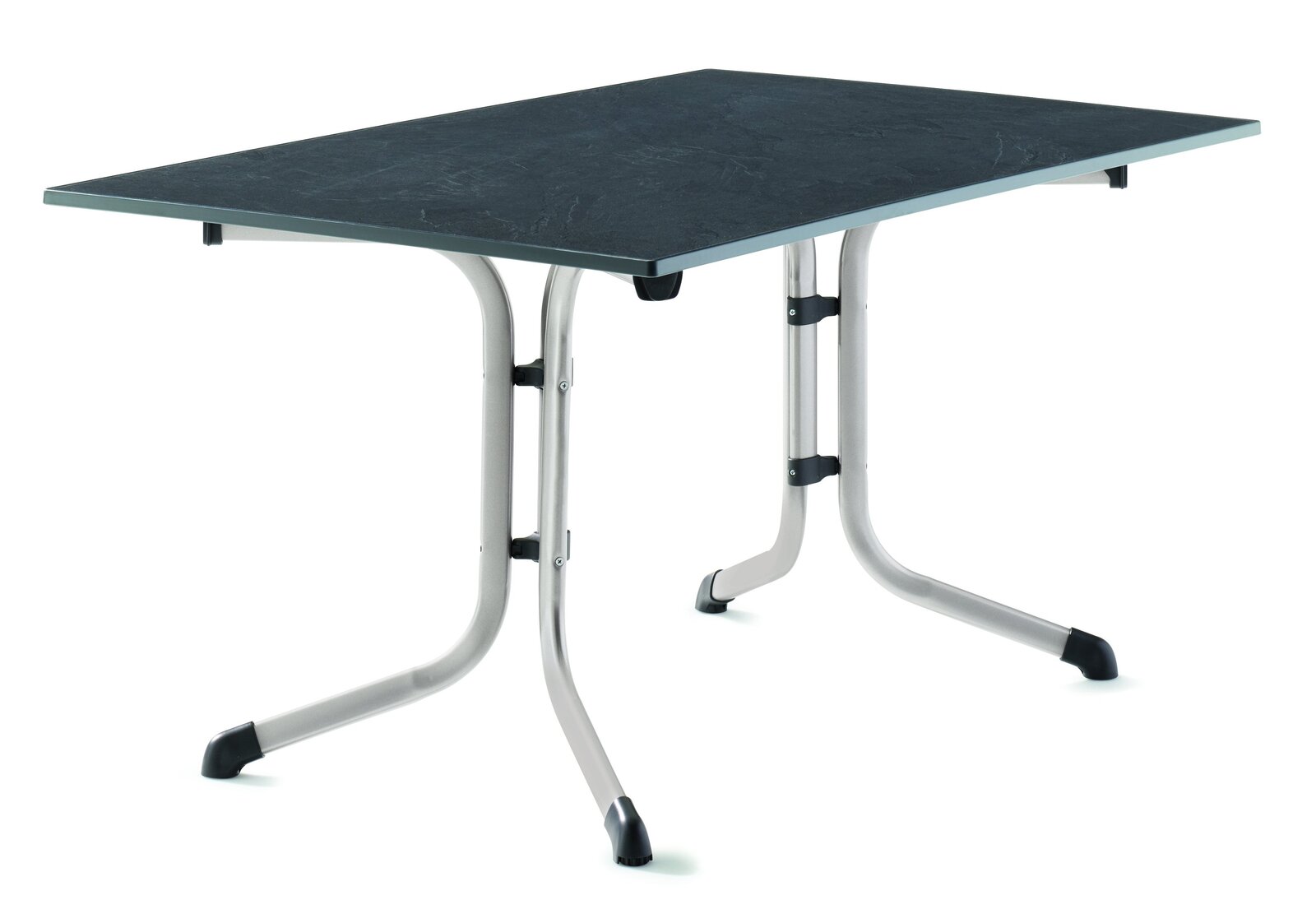 Sieger Klapptisch VIVODUR BOULEVARD Klapptisch 140x90 cm in Graphitfarbe, seitliche Perspektive