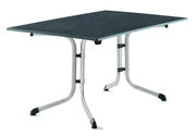 Klapptisch 140x90 cm in Graphitfarbe, seitliche Perspektive