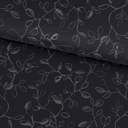 Dunkelblaue Bettwäsche mit floralem Muster aus weißen Zweigen und Blättern, Draufsicht
