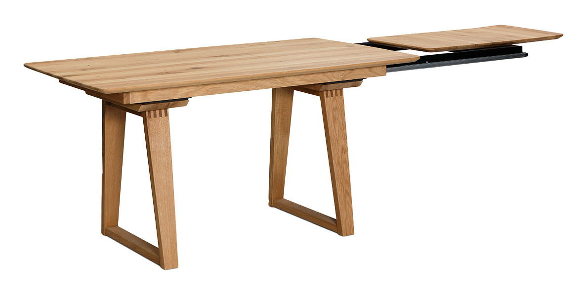 Esstisch aus Holz mit ausziehbarer Platte, seitliche Perspektive