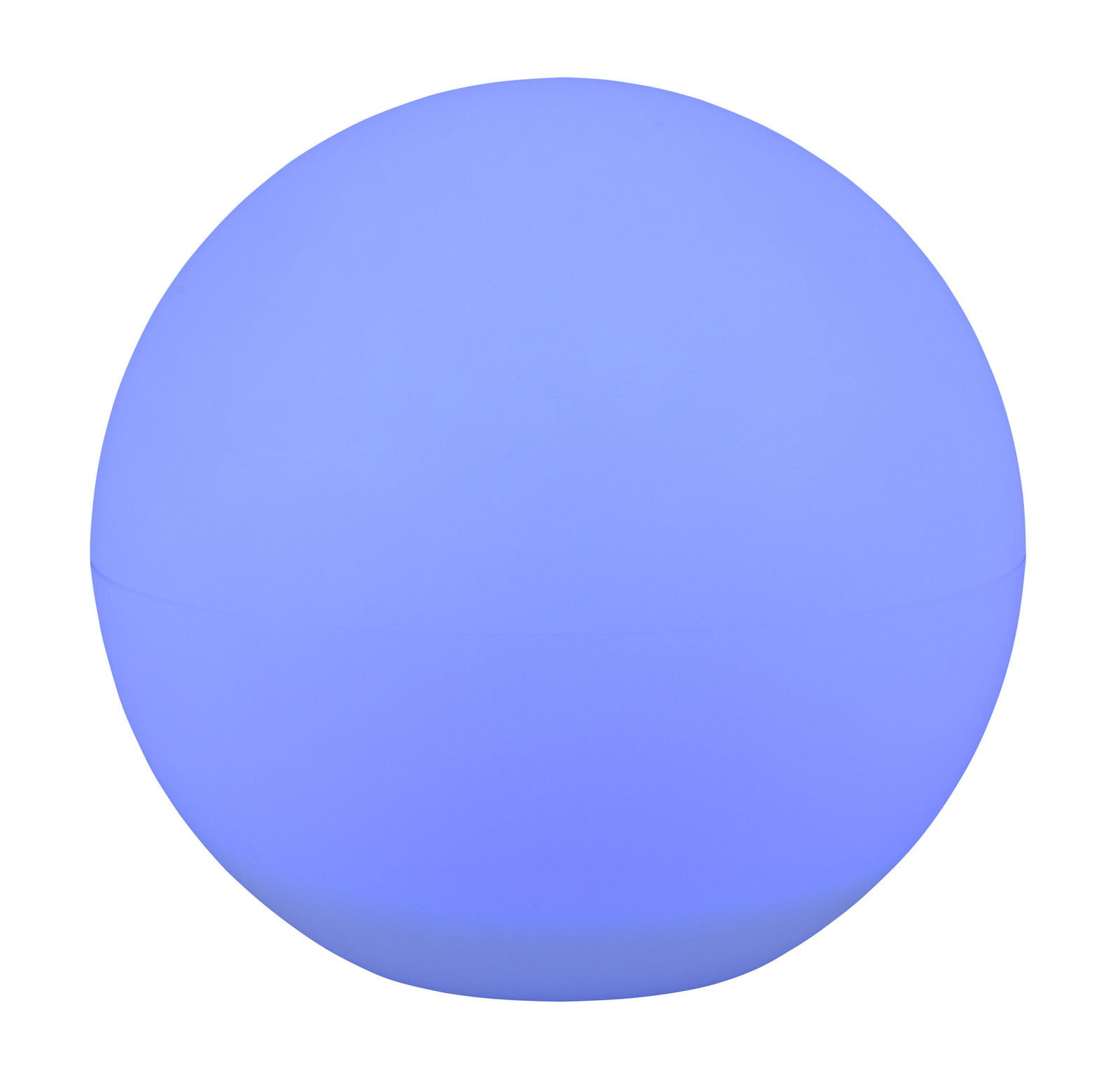 Kugelförmige Solar-Außenleuchte MELO in blauer Beleuchtung, seitliche Perspektive