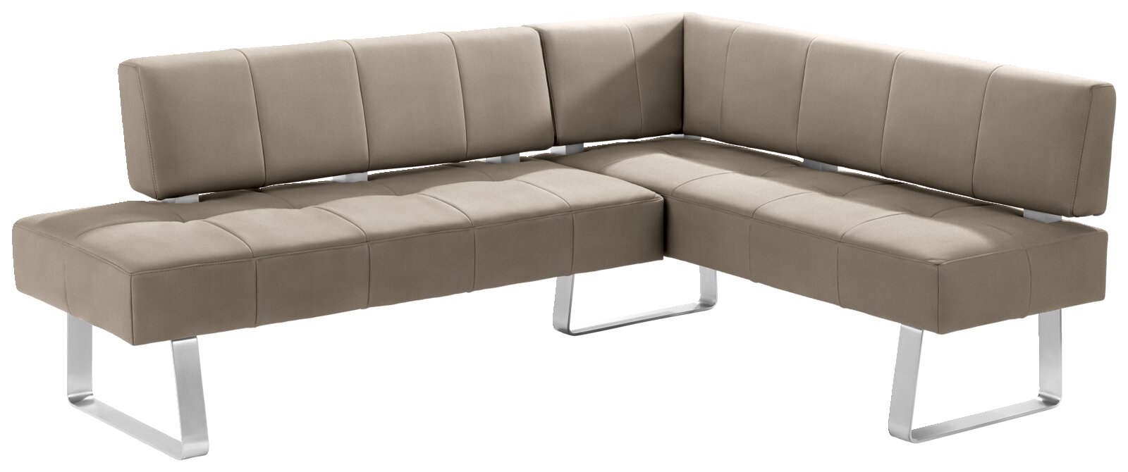 Moderano Eckbank LUPO II Moderne Eckbank in L-Form mit beigem Polster und Metallbeinen, seitliche Perspektive
