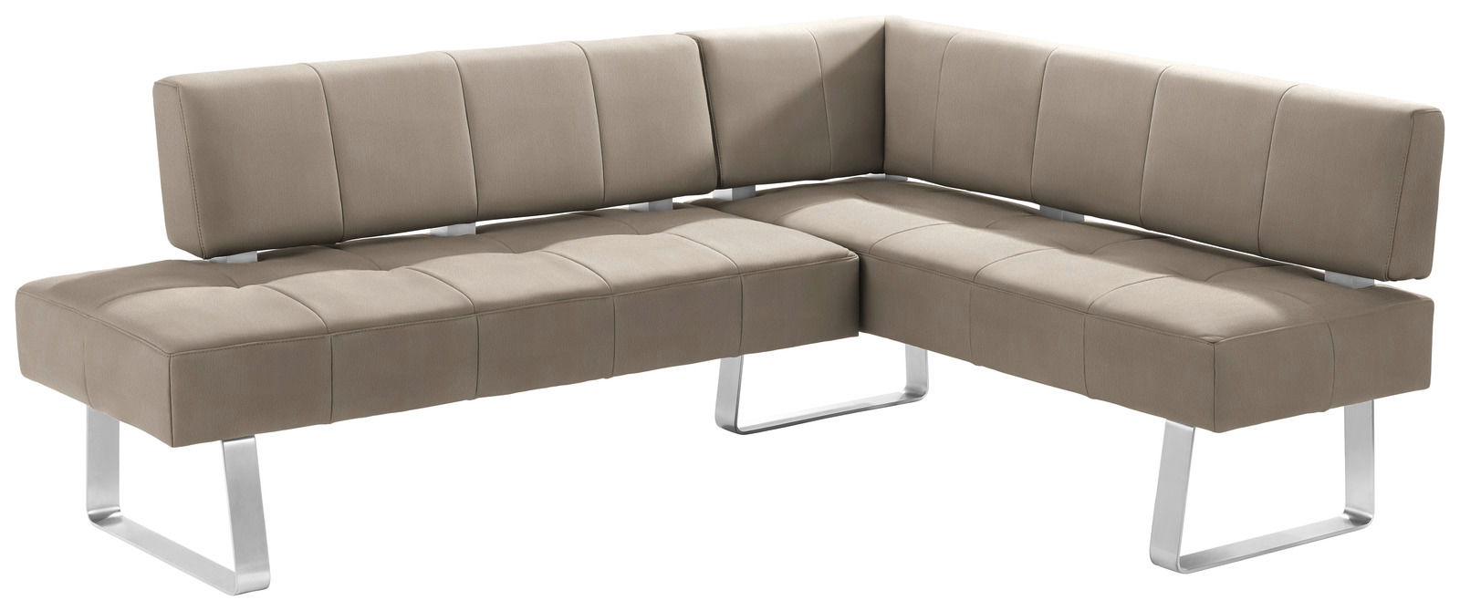 Moderano Eckbank LUPO II Moderne Eckbank in L-Form mit beigem Polster und Metallbeinen, seitliche Perspektive