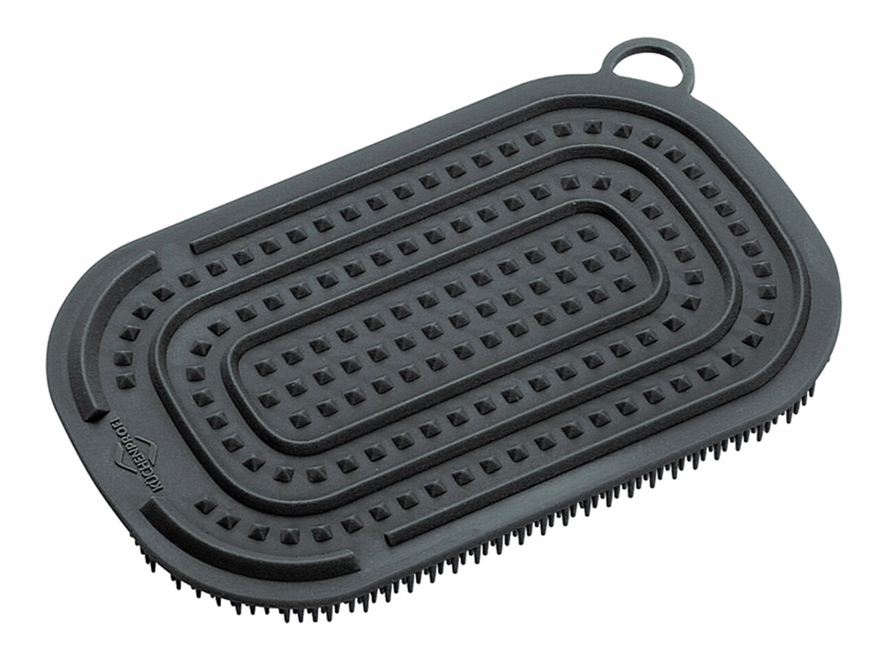 KÜCHENPROFI Silikonschwamm TREND Schwarzer Silikonschwamm mit Noppenstruktur, von oben betrachtet.