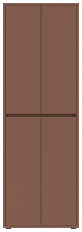 Vorderansicht eines braunen XXL-Schuh- und Mehrzweckschranks mit vier Türen.